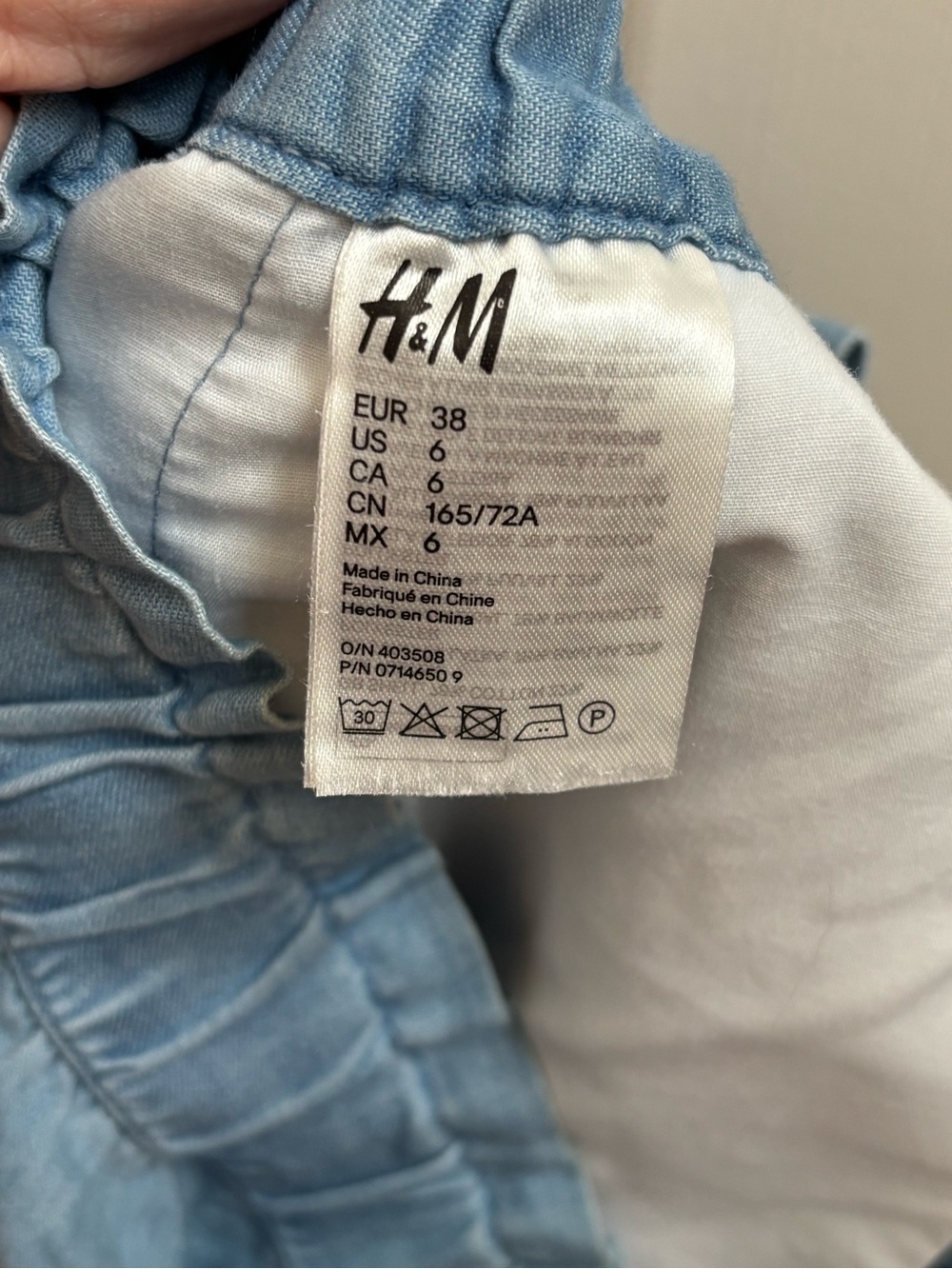 H&M Paper Bag Light Blue Tie-Waist Wide Leg Pants, Size 6, EUC - Picture 5 of 6